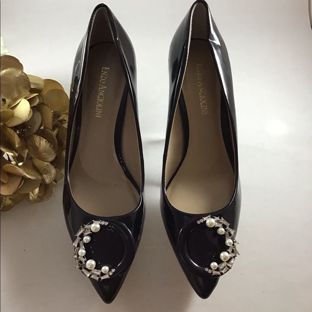 Enzo Angiolini black patent leather heel size 7.